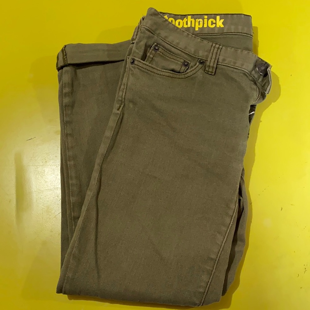 Toothpick j crew green pant